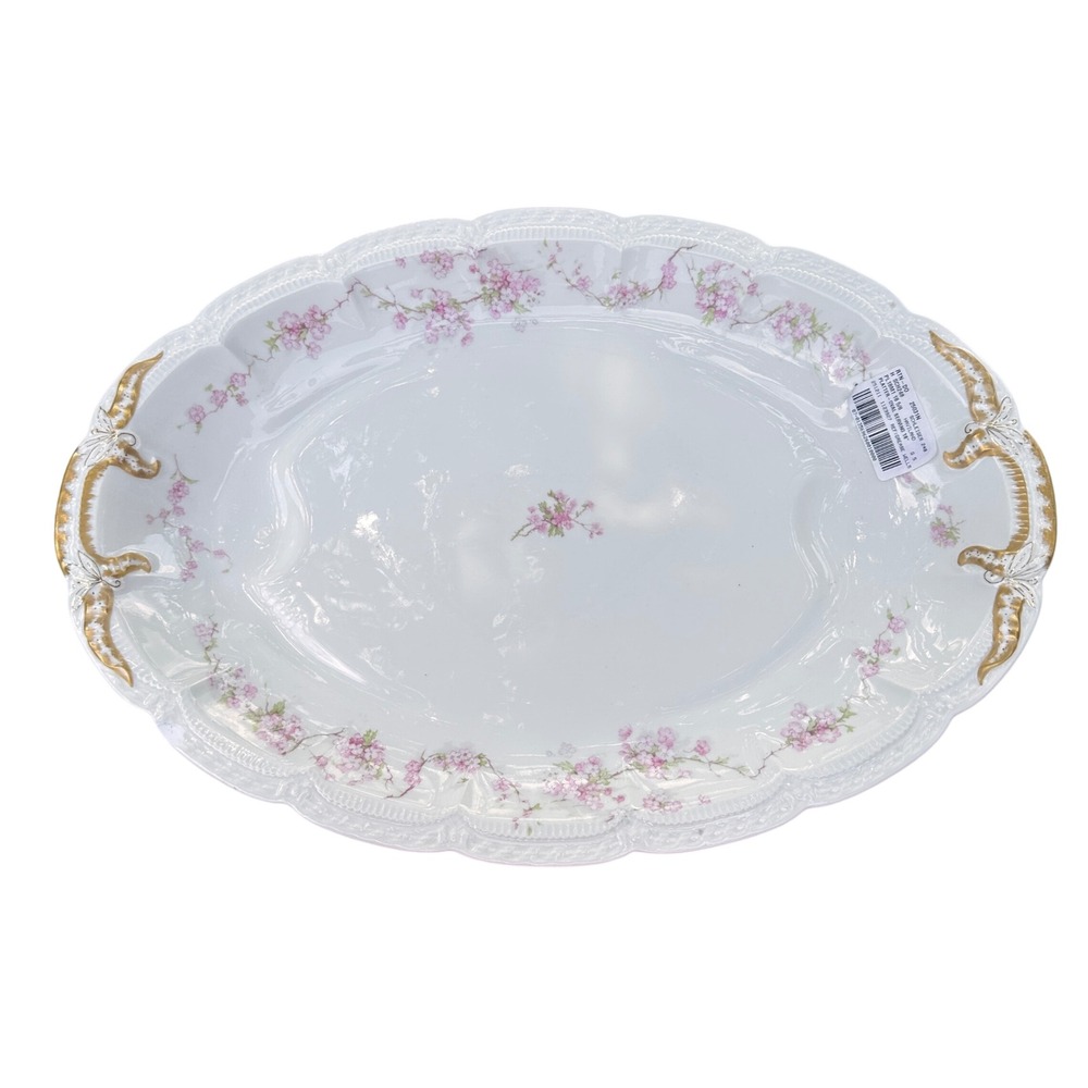 Haviland Limoges Platter Schleiger 248 Pink Floral Gold 18.5" Grandmillennial